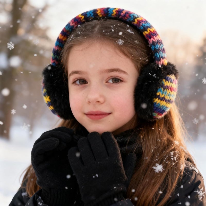 EDCYF Kids Knit EarMuffs Plush Warm Ear Muffs Winter Cold Weather Ear Warmer for Boys Girls - Image 2